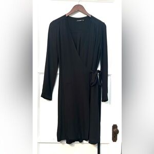 Massimo Dutti Black Wrap Tie Dress Size 6